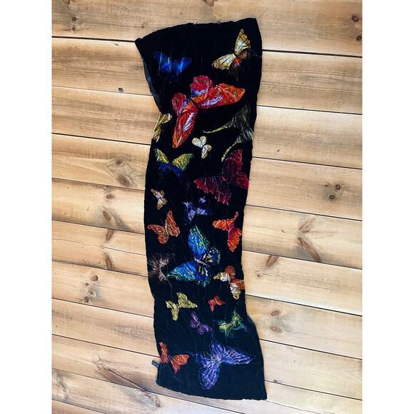 REDfish Designs Velvet & Silk Butterfly Scarf/wrap. Beautiful colors! - Picture 3 of 4